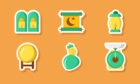 Islamic Icon Stickers Collection Designのイラスト素材