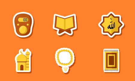 Islamic Concept Sticker Set Designのイラスト素材