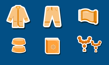 Islamic Icon Set Sticker Designのイラスト素材