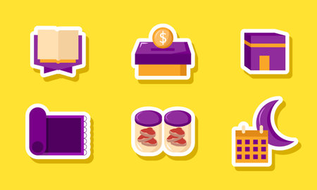 Islamic Icon Stickers Collection Designのイラスト素材