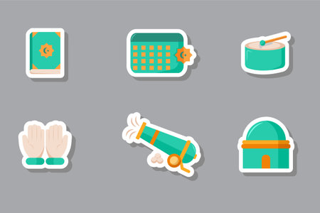 Islamic Sticker Set Collection Designのイラスト素材