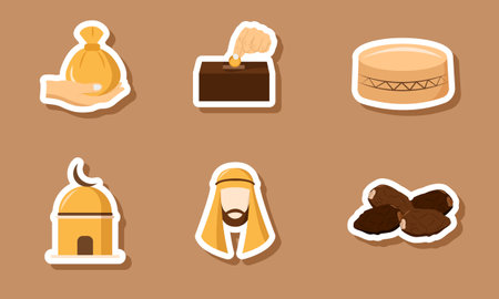 Traditional Celebration Muslim Sticker Designのイラスト素材