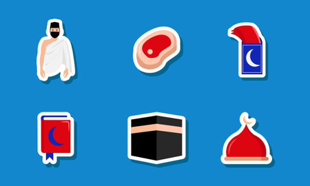 Set of Islamic Icon Stickers Designのイラスト素材