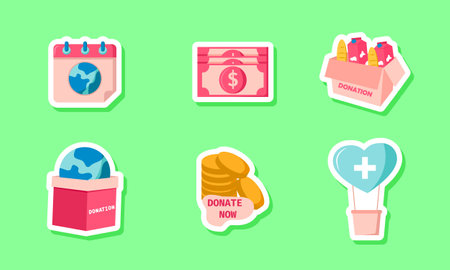 World Humanitarian Day Sticker Setのイラスト素材