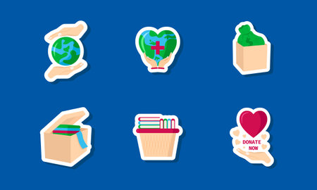 World Humanitarian Day Activism Sticker Setのイラスト素材