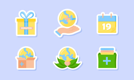 World Humanitarian Day Sticker Setのイラスト素材