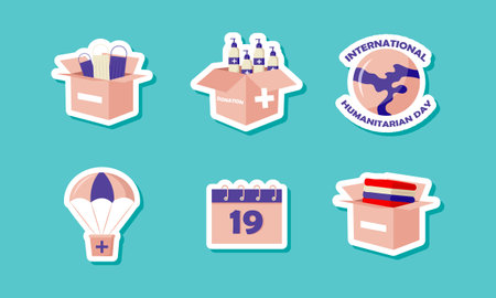 Human Charity on World Humanitarian Day Stickerのイラスト素材