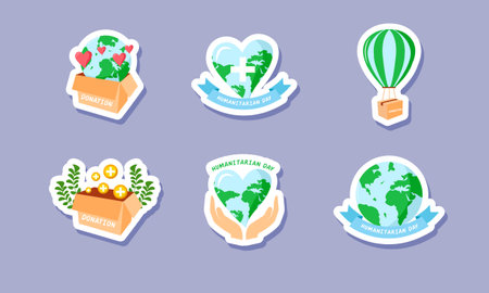 World Humanitarian Day Stickers Designのイラスト素材