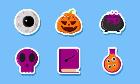 Halloween Holiday and Scary Theme Sticker Designのイラスト素材