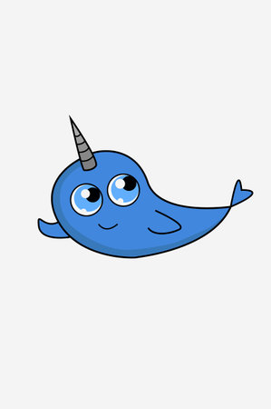 Design animal blue dolphin with horn illustrationのイラスト素材