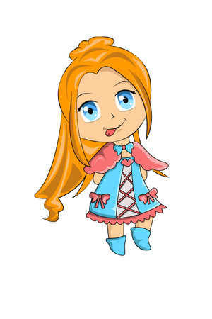 Beautiful anime girl yellow hair design characterのイラスト素材