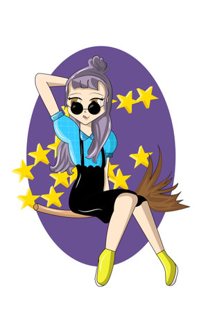 Magic woman cartoon illustrationのイラスト素材
