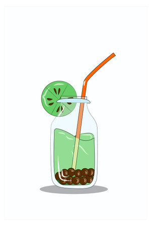 Kiwi juice with bubble vector illustrationのイラスト素材