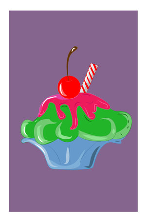 Fluffy matcha cake vector illustrationのイラスト素材