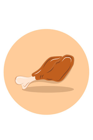 Fried chicken thigh vector illustrationのイラスト素材