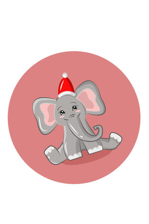 Christmas elephant vector illustrationのイラスト素材