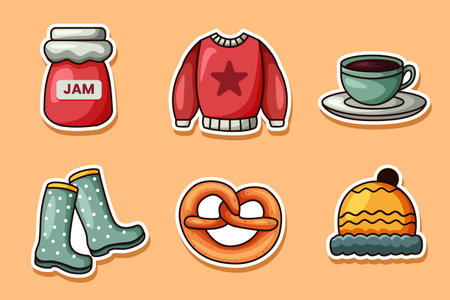 Set Collection of Autumn Stickerのイラスト素材