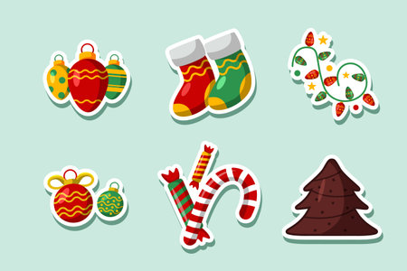 Set Collection of Christmas Stickerのイラスト素材