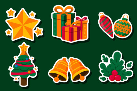 Cute Christmas Sticker Element Collectionのイラスト素材