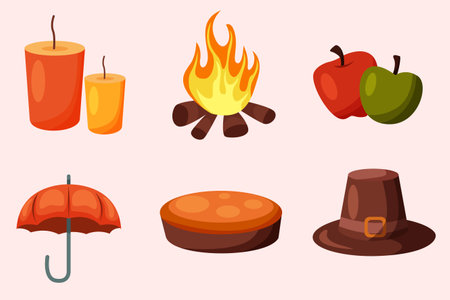 Set Collection of Autumn Stickerのイラスト素材