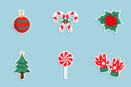 Set Collection of Christmas Stickerのイラスト素材