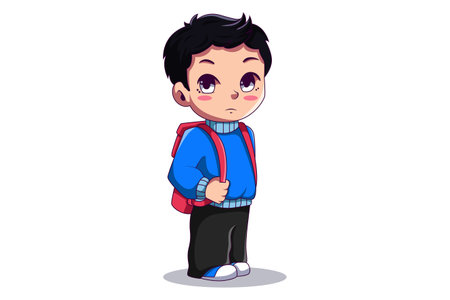 Cute Student Boy Character Illustrationのイラスト素材