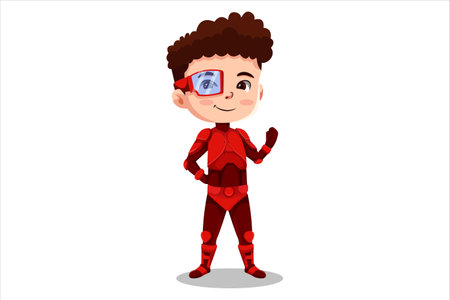 Cute Little Superhero Character Illustrationのイラスト素材