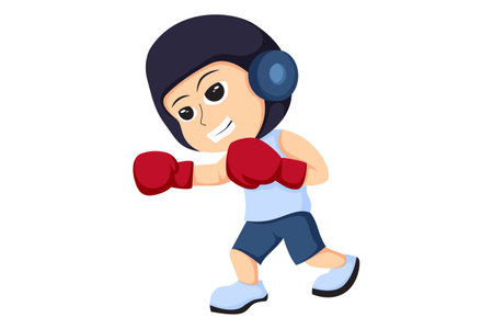 Cute Little Boxer Character Illustrationのイラスト素材