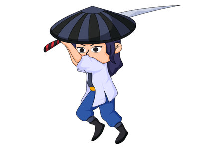 Cute Little Samurai Character Illustrationのイラスト素材