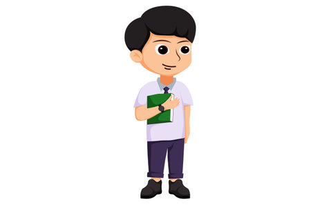 Cute Student Boy Character Illustrationのイラスト素材