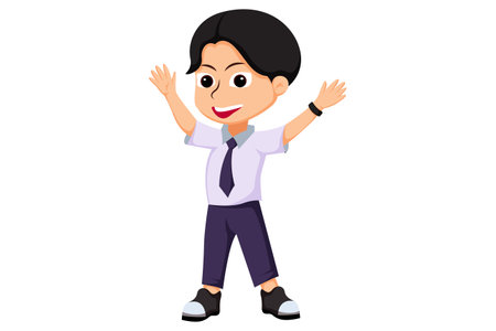 Cute Student Boy Character Illustrationのイラスト素材