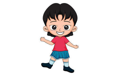 Cute Little Girl Character Illustrationのイラスト素材