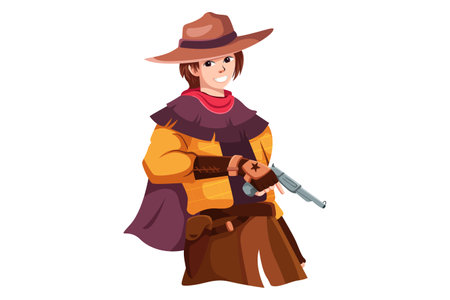 Cowboy Man Character Design Illustrationのイラスト素材