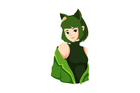 Woman in Cat Costume Character Illustrationのイラスト素材