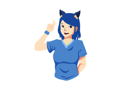 Woman in Cat Costume Character Illustrationのイラスト素材