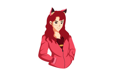 Woman in Cat Costume Character Illustrationのイラスト素材