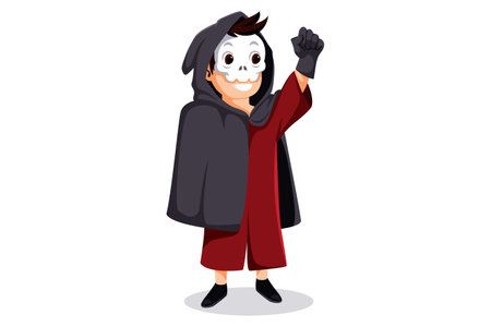 Cute Halloween Reaper Character Illustrationのイラスト素材