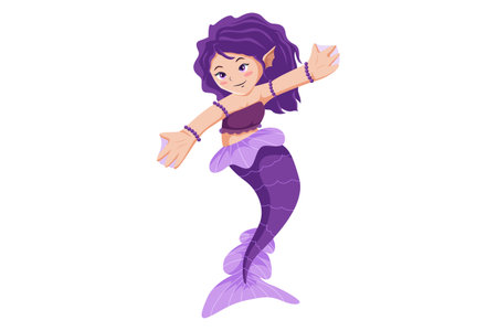 Cute Little Mermaid Character Illustrationのイラスト素材
