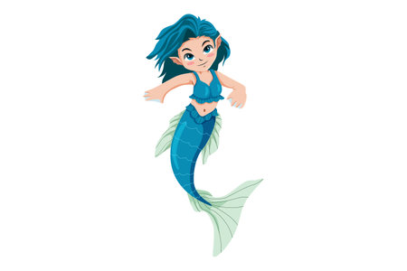 Cute Little Mermaid Character Illustrationのイラスト素材