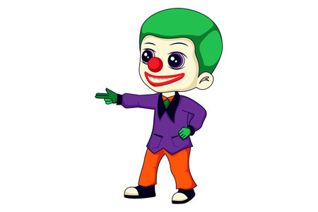 Cute Little Clown Character Design Illustrationのイラスト素材
