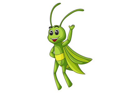 Cute Grasshopper Character Design Illustrationのイラスト素材