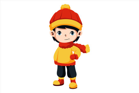 Cute Christmas Kids Character Illustrationのイラスト素材