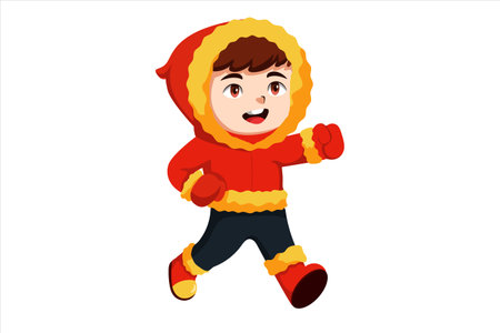 Cute Christmas Kids Character Illustrationのイラスト素材