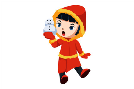 Cute Christmas Kids Character Illustrationのイラスト素材
