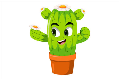 Cute Cactus Character Design Illustrationのイラスト素材