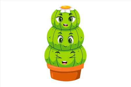 Cute Cactus Character Design Illustrationのイラスト素材