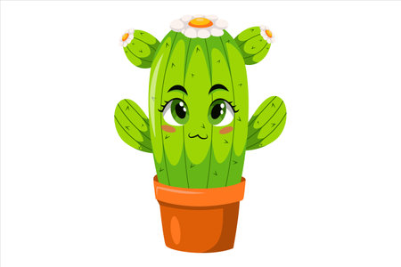 Cute Cactus Character Design Illustrationのイラスト素材