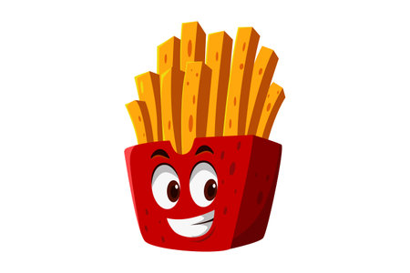 Cute French Fries Character Illustrationのイラスト素材