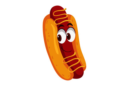 Cute Hot Dog Character Design Illustrationのイラスト素材