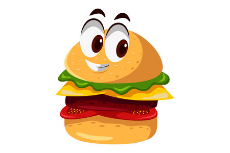 Cute Hamburger Character Design Illustrationのイラスト素材